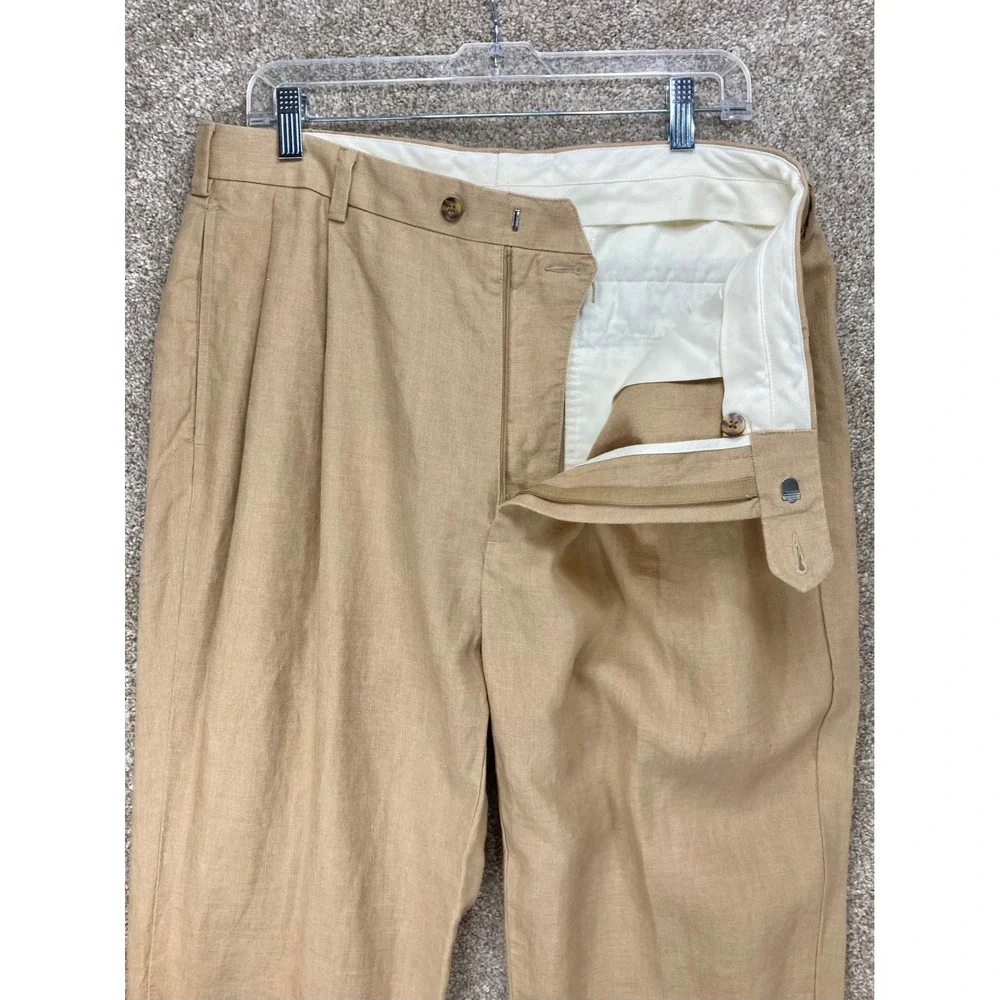 Jos. A. Bank Traveler's Collection Pleated Linen Dress Pants Mens 36x29 Office